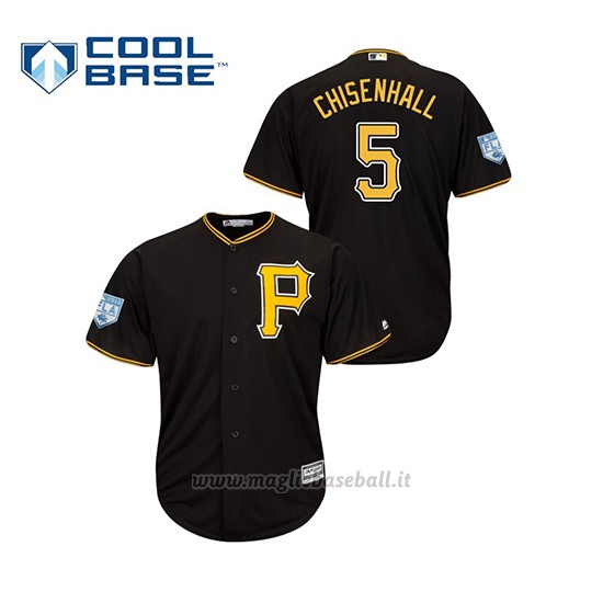 Maglia Baseball Uomo Pittsburgh Pirates Lonnie Chisenhall 2019 Entrenamiento De Primavera Cool Base Nero